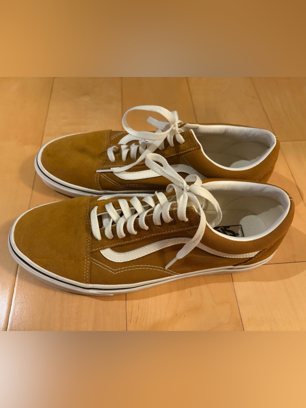 Vans Old Skool Golden Brown Suede Skate Sneakers with White Stripe - Size 12M
